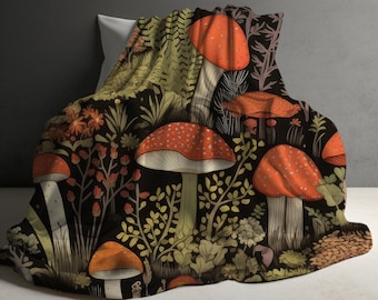 Pilz Decke, Pilz Decke, Cottagecore Pilzdecke, Pilz Geschenk, Cottagecore Dekor, Forestcore Decke, Vintage Pilz Decke, Sofa Decke