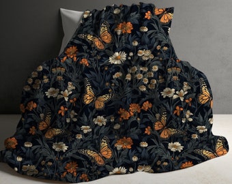 Cottagecore Decke, Cottagecore Dekor, Sherpa Fleece Decke, Schmetterling Decke, Warme Kuscheldecke Geschenk, Blumen Schmetterling werfen, Warmes Geschenk