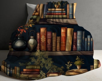 Cobertor de livros, livros antigos, cobertor de leitura, cobertores macios e aconchegantes, presente para amantes de livros, leitores ávidos, cobertor de leitura de lã, presente de cobertor