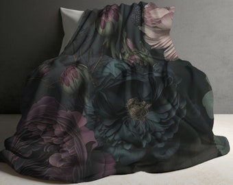 Dark Academia Decor, New home gift, Cottagecore Decor, Floral Blanket, sofa throw, Fleece blankets, home decor, gift for her, Victorian