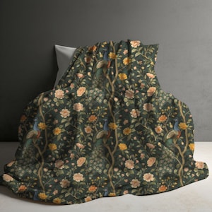 Dark Academia Decor, Peacock Blanket, Peacock decor, Summer Blanket, Soft throw Blankets, Reading blanket, Peacock Gift, Cottagecore gift