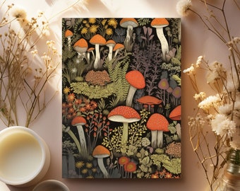 Mushroom journal, Cottagecore Notebook, Valentine gift, Gardening notebook, Garden gift, Cute Notebook, Botanical journal, Mushroom lover