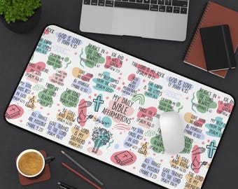 Christian Bible Verse Desk Mat, Daily Affirmations Computer Mat - Christian Gift, Religious Mouse Pad, Scripture Office Decor, Bible Study