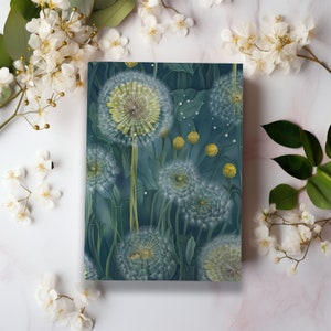 Dandelion Gift, Wish notebook, Dandelion Decor, Botanical Notebook, Cottagecore Gift, make a wish, birthday wish gift, Dream Journal