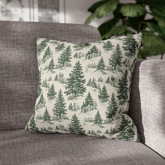 Christmas Decor, Christmas Pillow Cover, Winter Trees, Holiday
