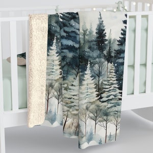 Winter trees, Cozy Winter Blanket, Warm blanket gift, Couch throw, Farm House Decor, Cottagecore decor, home decor, gift for her, fleece image 6