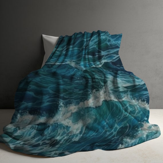 Ocean Blanket, Ocean Waves Blanket, Soft Cozy Throw Blankets, Gift For Reading Lover, Ocean Decor, Velveteen Plush Blanket, Blanket Gift