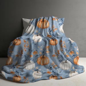 Fall Blanket, Cozy Fleece Blanket, Cozy Fall Blanket, Pumpkin harvest blanket, warm blanket gift, Couch throw blanket, Pumpkin blanket