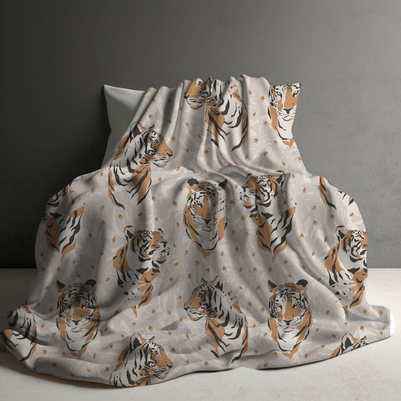 Tiger Blanket, jungle animal decor, animal lover gift, tiger theme, power animal gift, tiger gift, blanket gift, summer throw blanket