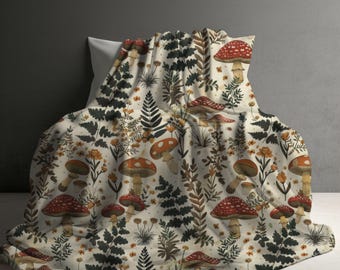 Mushroom Cottagecore Blanket | Sherpa Fleece