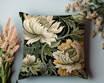 Cojín decorativo estilo William Morris, cojines florales, cojín estilo casa de campo, cojín decorativo, cojín vintage, cojín y funda Art Nouveau
