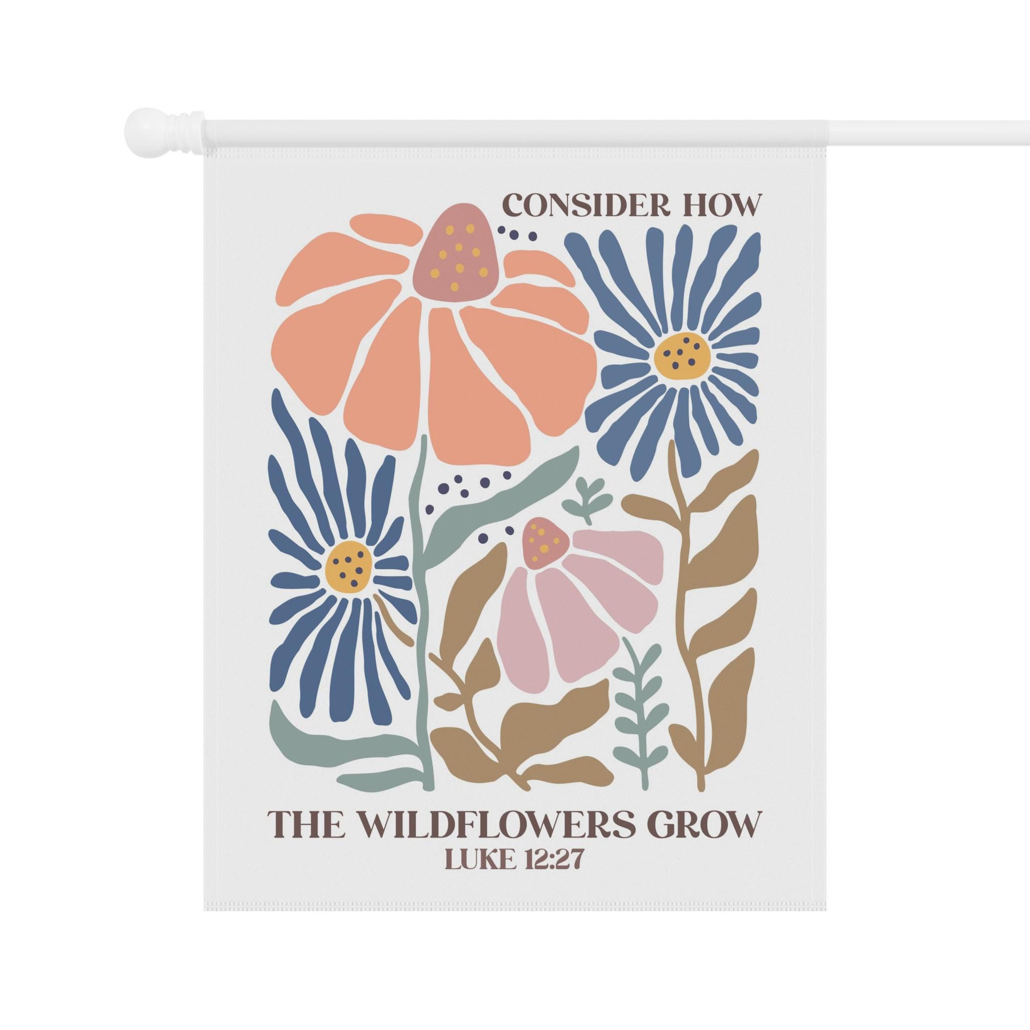 Luke Banner Floral Banner, Luke 12:27 Christian Decor, Garden & House Flag, Bible ...
