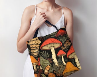 Mushroom Tote Bag, Cottagecore mushrooms, botanical bags ,botanical totes,  mushroom tote, Darkcore, cottagecore gift, Mushroom lover gift
