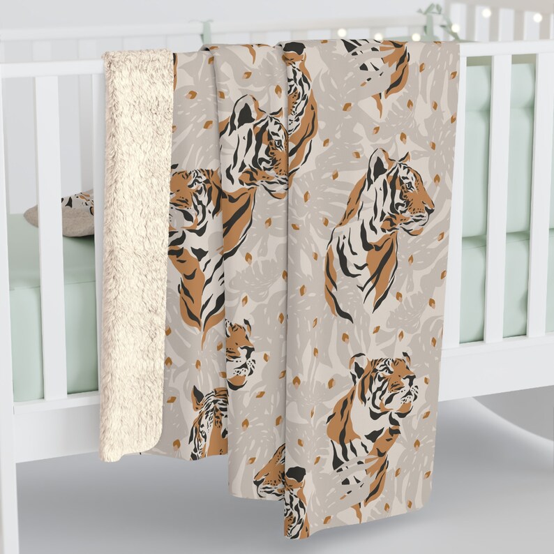 Tiger Blanket, jungle animal decor, animal lover gift, tiger theme, power animal gift, tiger gift, blanket gift, summer throw blanket image 5
