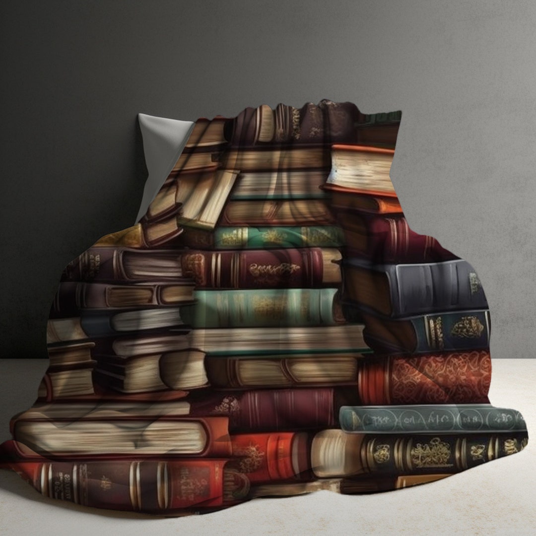 Book Blanket, Vintage Books Blanket, Soft Cozy Throw Blankets, Gift for