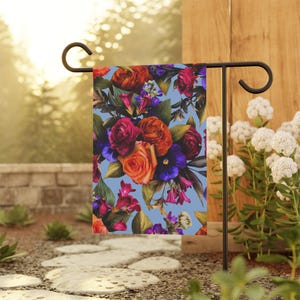 Floral Garden Flag, Summer Decor, Housewarming Gift, Summer Garden Banner, Outdoor Flag, Floral Garden Flag, Garden Gift for her