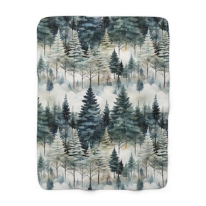 Winter trees, Cozy Winter Blanket, Warm blanket gift, Couch throw, Farm House Decor, Cottagecore decor, home decor, gift for her, fleece image 5