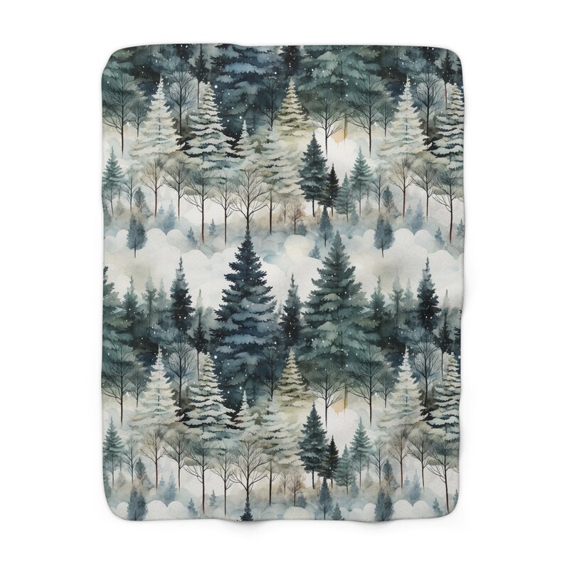 Winter trees, Cozy Winter Blanket, Warm blanket gift, Couch throw, Farm House Decor, Cottagecore decor, home decor, gift for her, fleece image 5