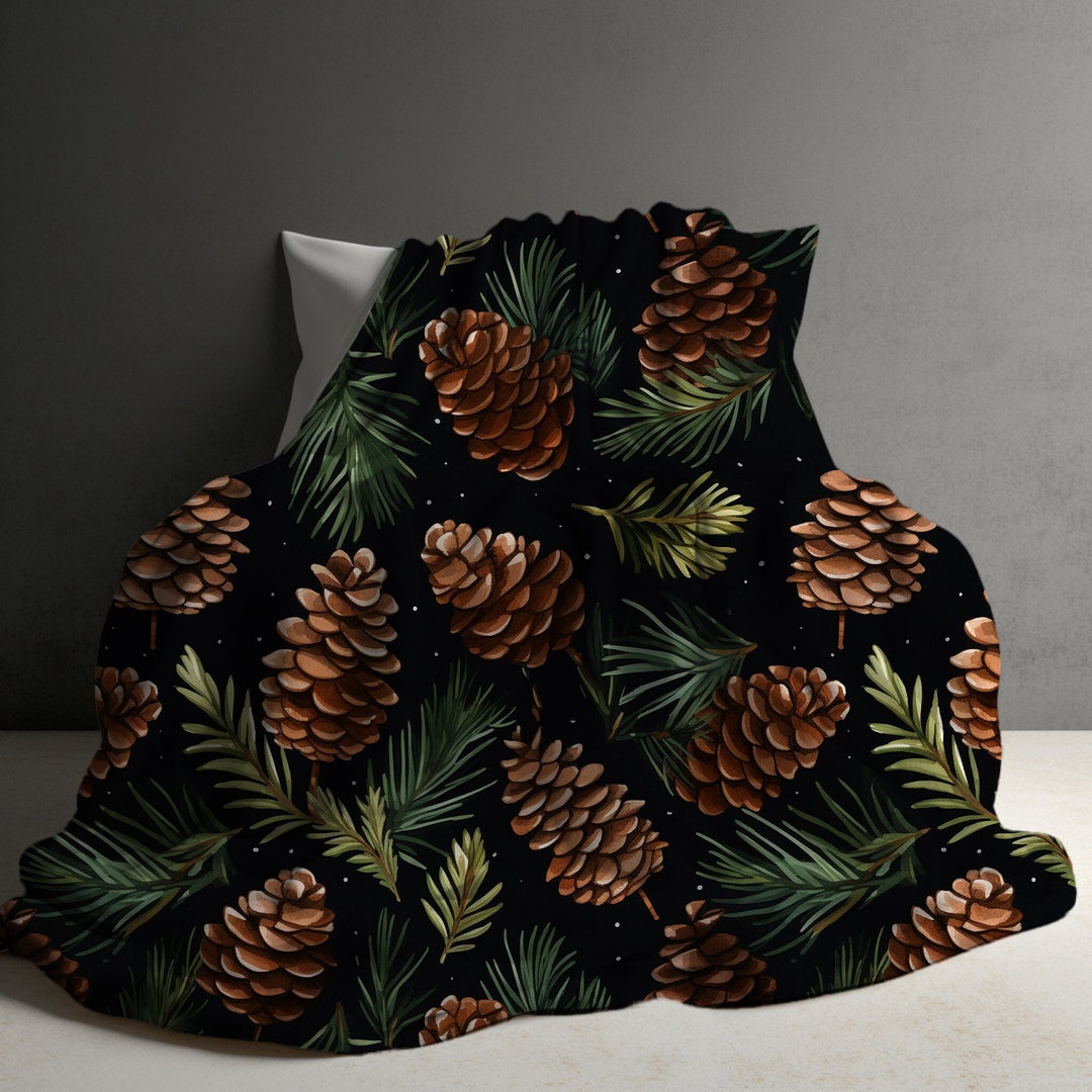 Pinecone Blanket, Pinecone Decor, Sherpa Fleece Blanket, Pinecone Lover