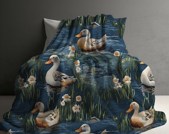 Duck blanket, Duck theme bedding, Mallard Duck gift, Fleece blanket, duck nursery theme, Duck gift, kids blanket gift, Duck decor