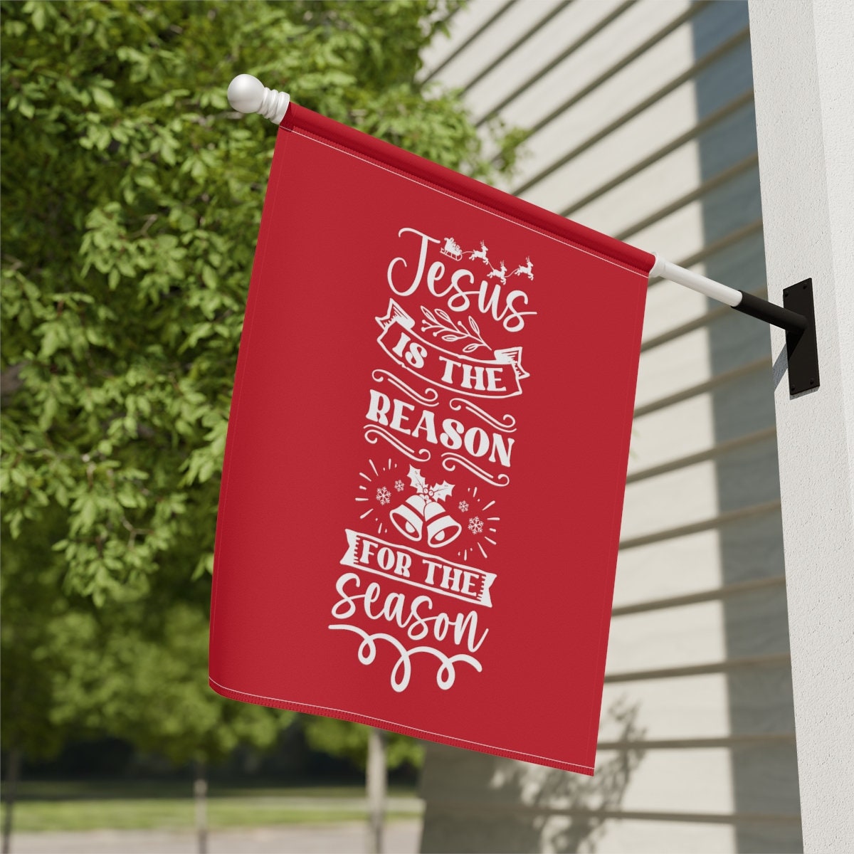 Discover Jesus is the reason for the season, Christian Christmas Gift, Christmas Flag