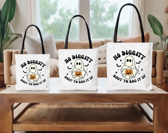 Cute Trick or treat bag, halloween tote bag, Trick or treat bag, halloween bag, trick or treat bag for kids, funny halloween tote,no diggity