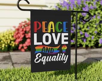 Peace love and Equality, Love Always Wins LGBT Ally Pride Flag, Inclusive Pride Garden Flag, Outdoor LGBT Flag, Rainbow Pride Banner