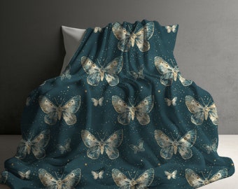Manta de polilla, regalo cottagecore, manta de vellón, manta de mariposa, manta cálida y acogedora, decoración de academia oscura, manta de regalo, regalo para ella