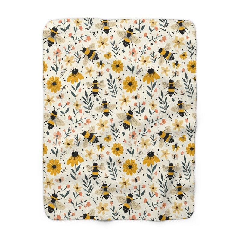 Bee decor, Bee themed room, Bee blanket, Summer throw blanket, Summer home decor, housewarming gift, gift for her, fleece blanket image 3