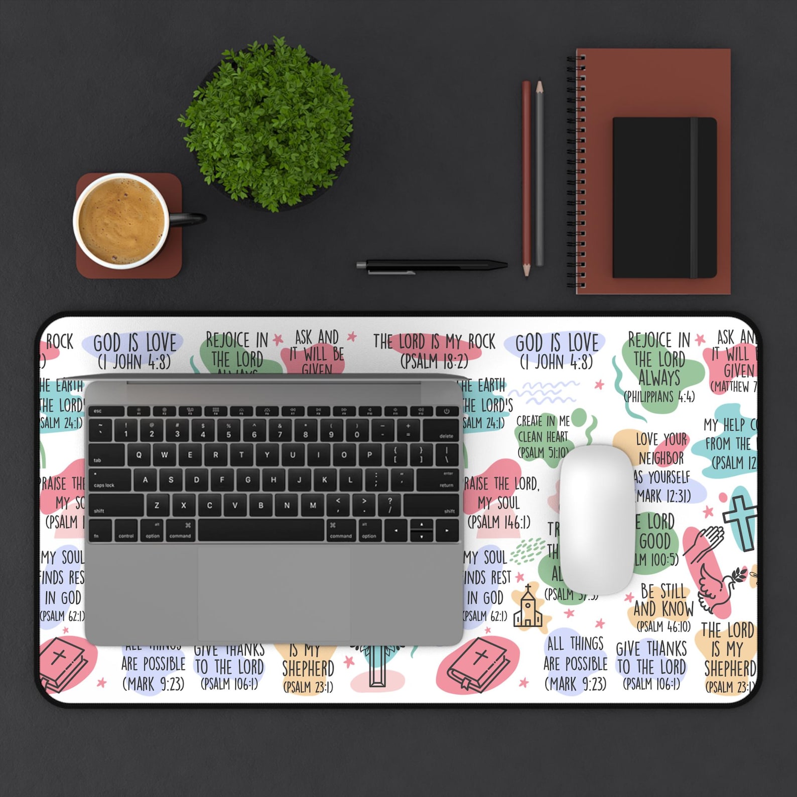 Christian Bible Verse Desk Mat, Daily Affirmations Computer Mat ...