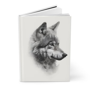 Wolf Journal, Wolf notebook, Gift for Wolf Lover, Double exposure wolf, Hardcover journal, photography gift, power animal gift, Wolf gift