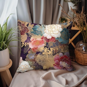 Funda de almohada decorativa Chiyogami, decoración asiática del hogar, decoración japonesa, funda de almohada, regalo de inauguración de la casa, decoración de inspiración asiática, fundas de almohada decorativas