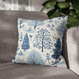 Holiday Pillowcase, holiday home decor, throw pillows, festive Pillowcases,  housewarming gift, Christmas decor, gift for her, winter trees