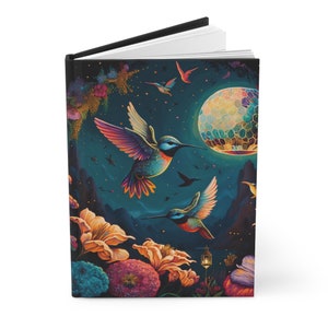 Hummingbird notebook, Watercolor Magic Cottagecore Hummingbird, hummingbird cottagecore, hummingbird gift, hummingbird journal