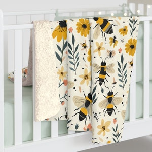 Bee decor, Bee themed room, Bee blanket, Summer throw blanket, Summer home decor, housewarming gift, gift for her, fleece blanket image 4