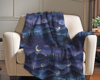 Celestial Moon, Blanket for bed, Sofa Throw, Cozy Blanket Gift gifts home decor, fleece blanket, Cottagecore moon, Moon Gift, Gift for her