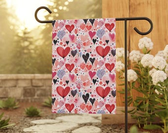 Yard Flag, Valentines Day Garden Banner, Love House Flag, Valentine Outdoor Sign, Heart Garden Decoration, Home Decor, Housewarming gift
