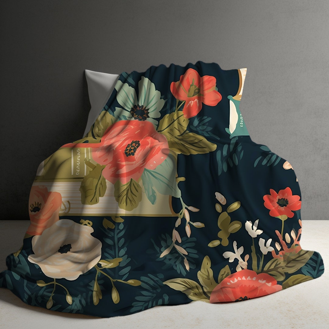 Book Blanket, Vintage Books Blanket, Soft Cozy Throw Blankets, Gift for