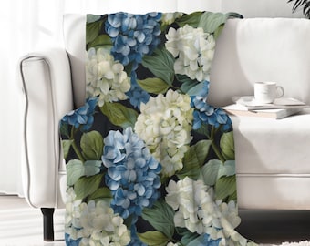 Spring Decor, Hydrangea blanket, floral blanket, Hydrangea decor, Soft Cozy Blankets, Floral Throw, Fleece Blanket, Home Decor, gift for her