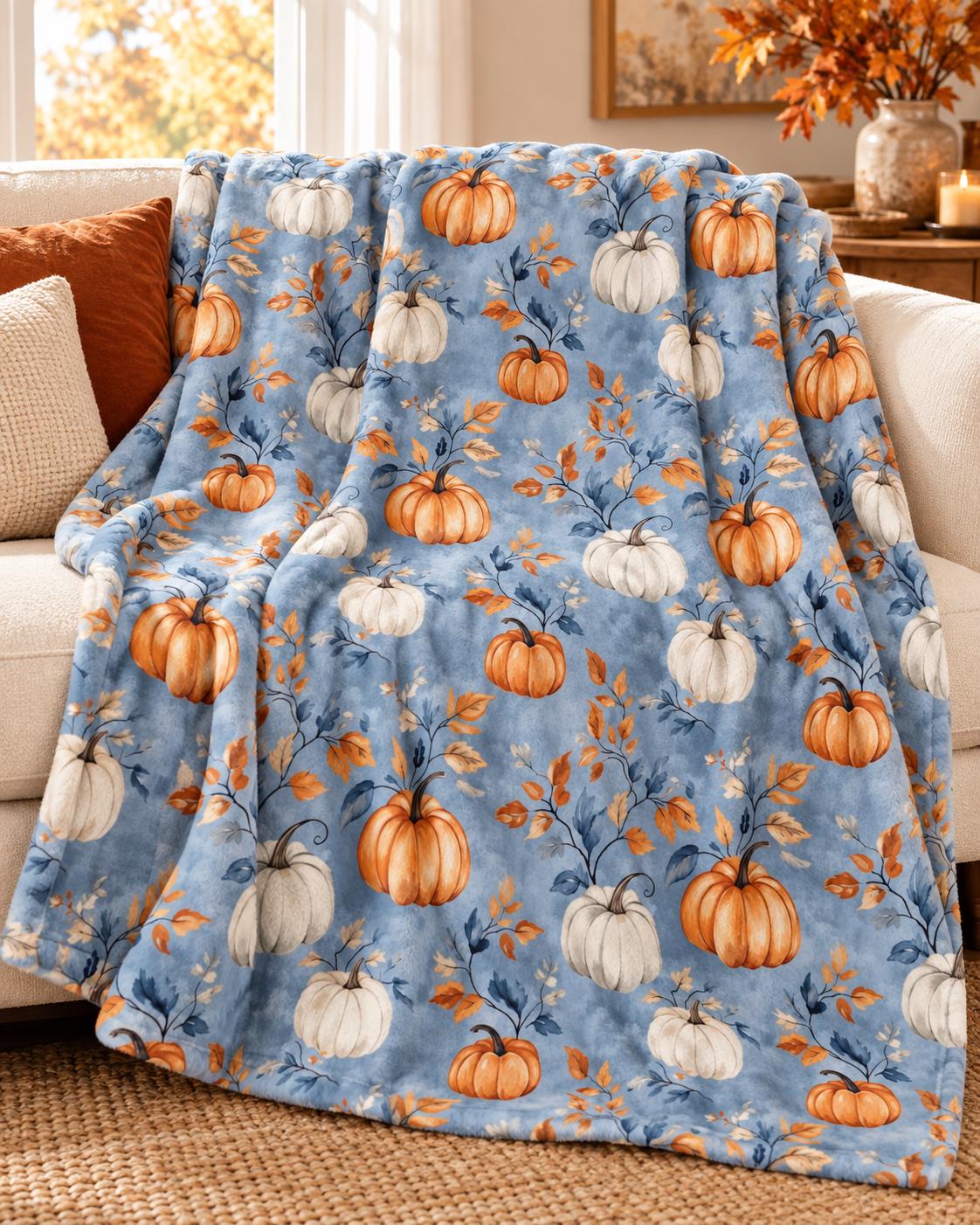 Herbst Decke, gemütliche Fleece-Decke, gemütliche Herbst Decke, Kürbis Ernte Decke, warme Decke Geschenk, Couch Decke, Kürbis-Decke