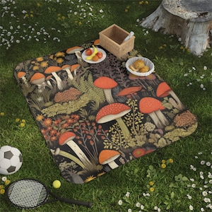 Picnic Blanket, waterproof picnic blanket, mushroom picnic blanket, camping blanket, playdate blanket, park blanket, gift for mom
