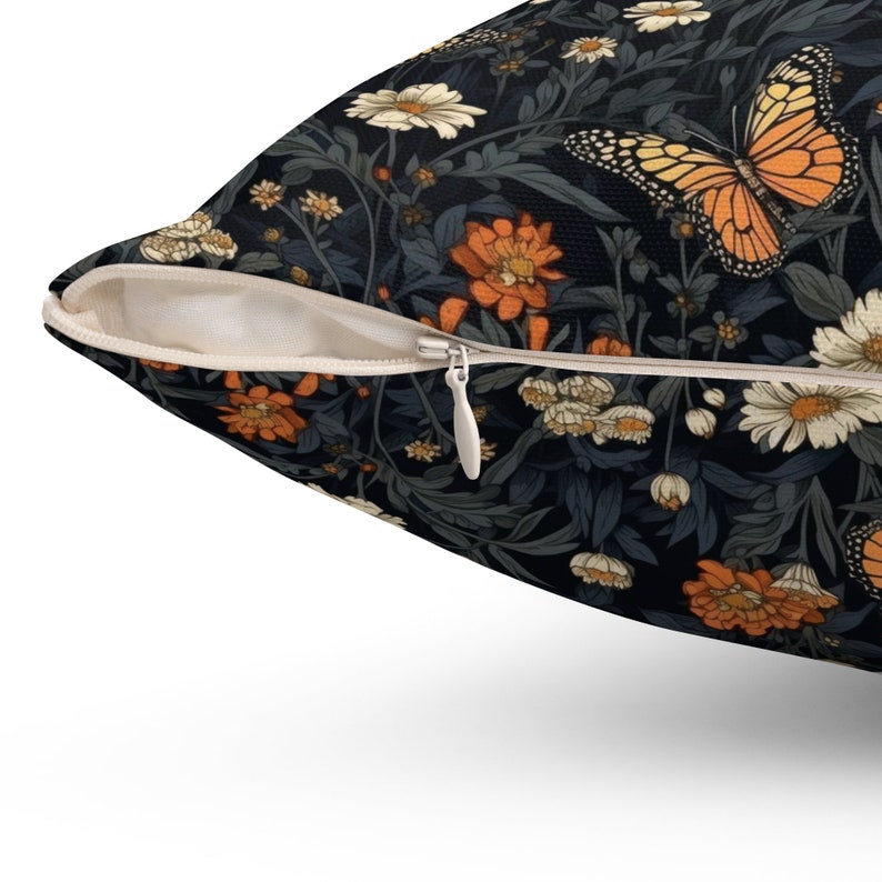 Cottagecore, butterfly pillows, marigold pillows, fall accent pillows, night garden butterfly, dark cottage core, halloween decor image 3