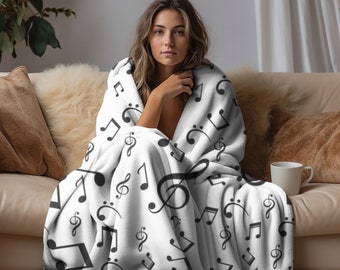 Regalo para músicos, manta para amantes de la música, regalo para amantes de la música, decoración con notas musicales, regalo para profesores de música, manta musical, manta para dormitorio, regalo para ella