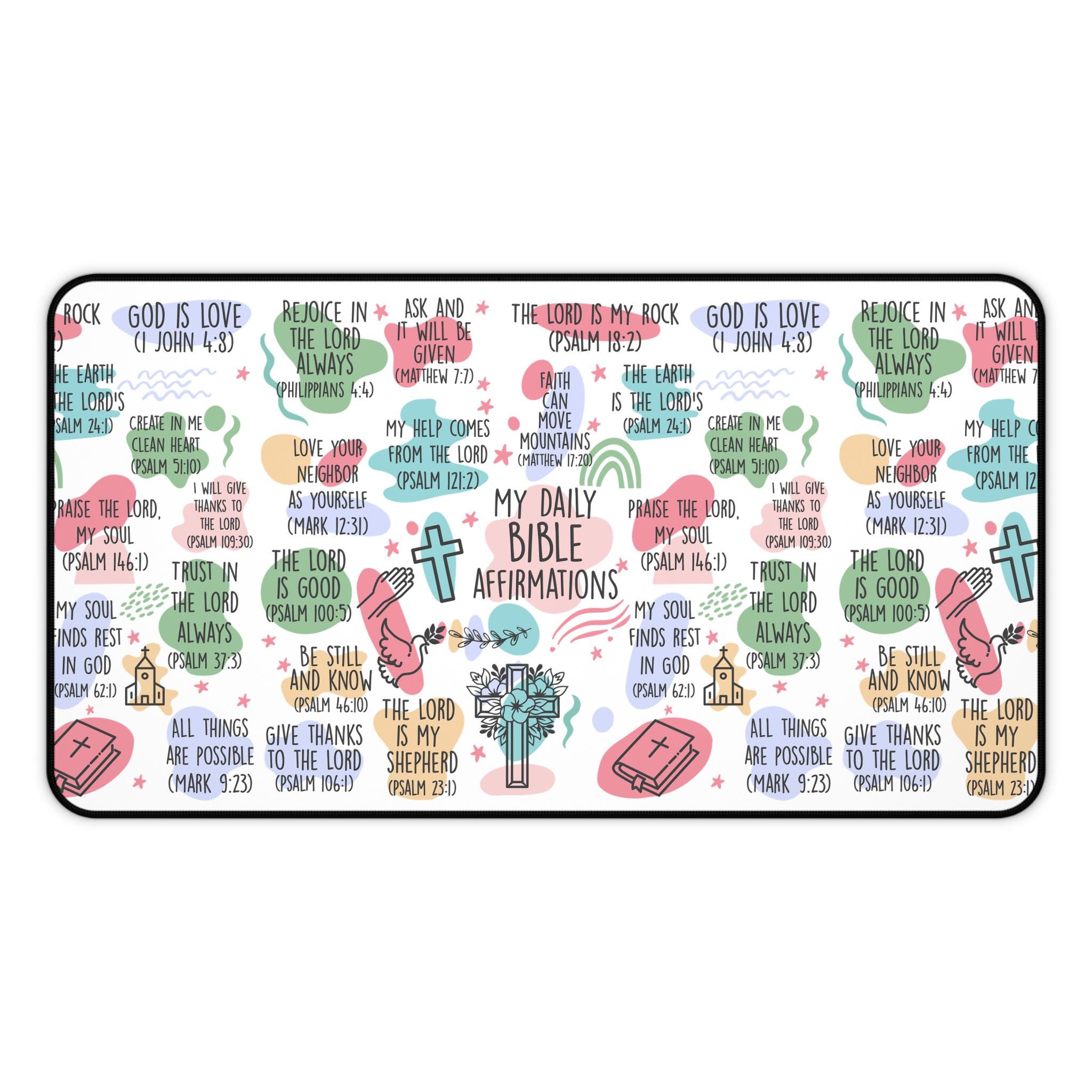 Christian Bible Verse Desk Mat, Daily Affirmations Computer Mat ...