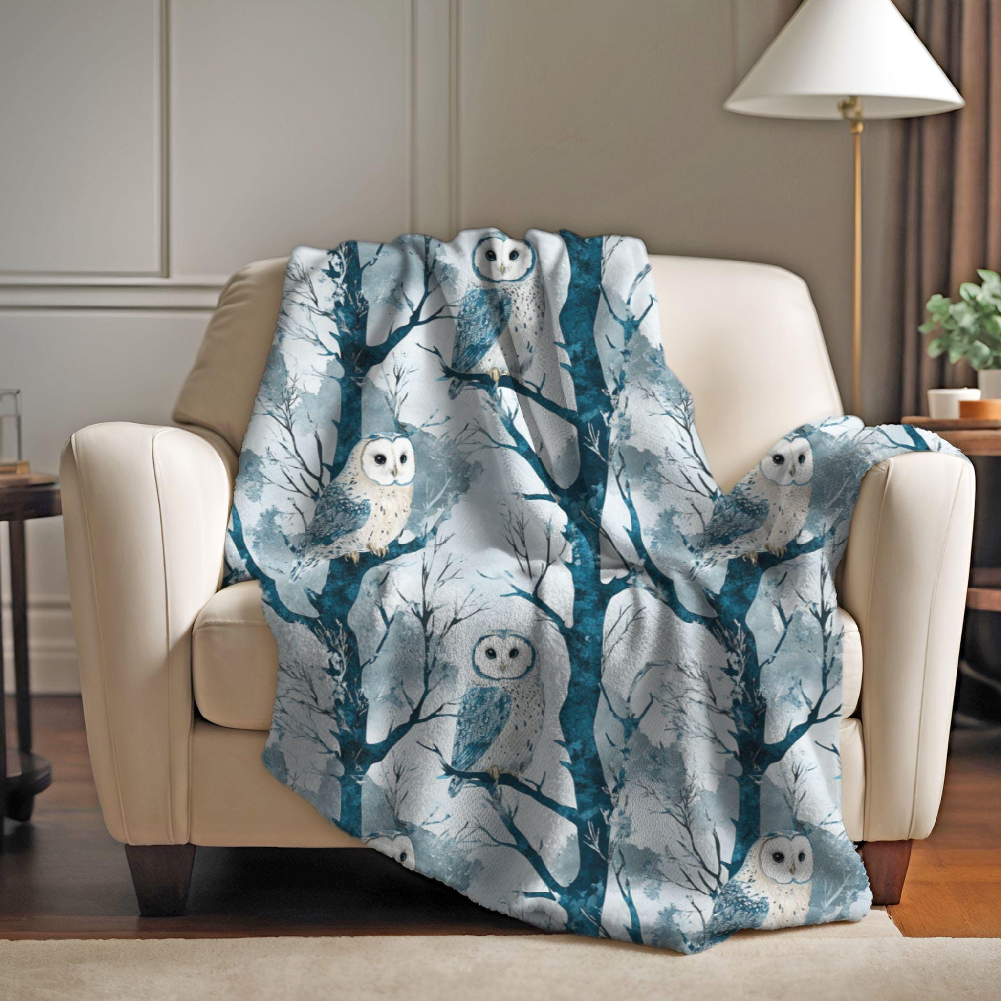 Owl blanket, Owl decor, bestselling gift, cottagecore decor, dark academia, fleece blankets, soft th