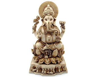 Statue de Ganesh 20 cm dieu éléphant hindou Ganesh seigneur du succès finition blanc cassé Idole Ganapati en résine