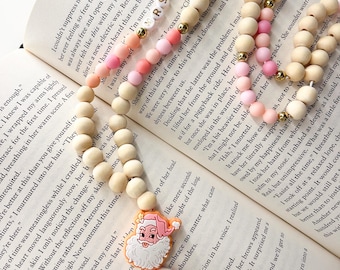 Pink Christmas lanyard | pink Santa lanyard | Teacher lanyards