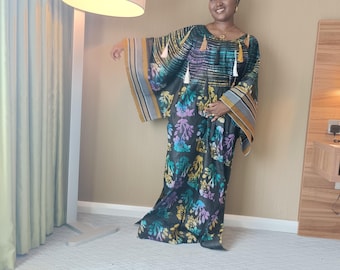 Afrikanischer Adire Cotton Kaftan: Aso Oke Design, Handgefertigtes Bubu