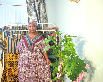 Handgemachtes Afrikanisches Adire Boubou: Aso Oke Design Baumwoll Kaftan