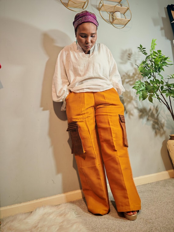 Ethnic Striped Handwoven Aso Oke Cargo Pants